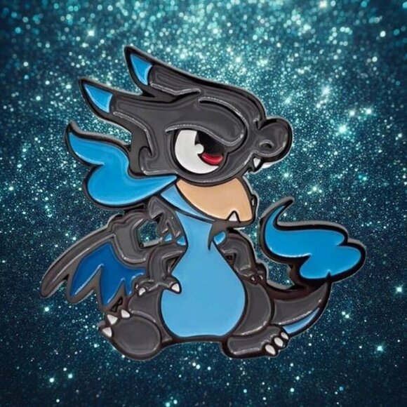 Toon Shiny Charizard Enamel Pin - Vibrant Pokemon Inspired Collectible - Picture 1 of 6